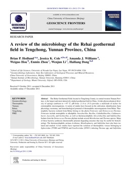 A Review of the Microbiology of the Rehai Geothermal Field In