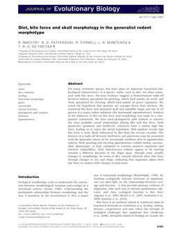 Diet, Bite Force and Skull Morphology in the Generalist Rodent Morphotype