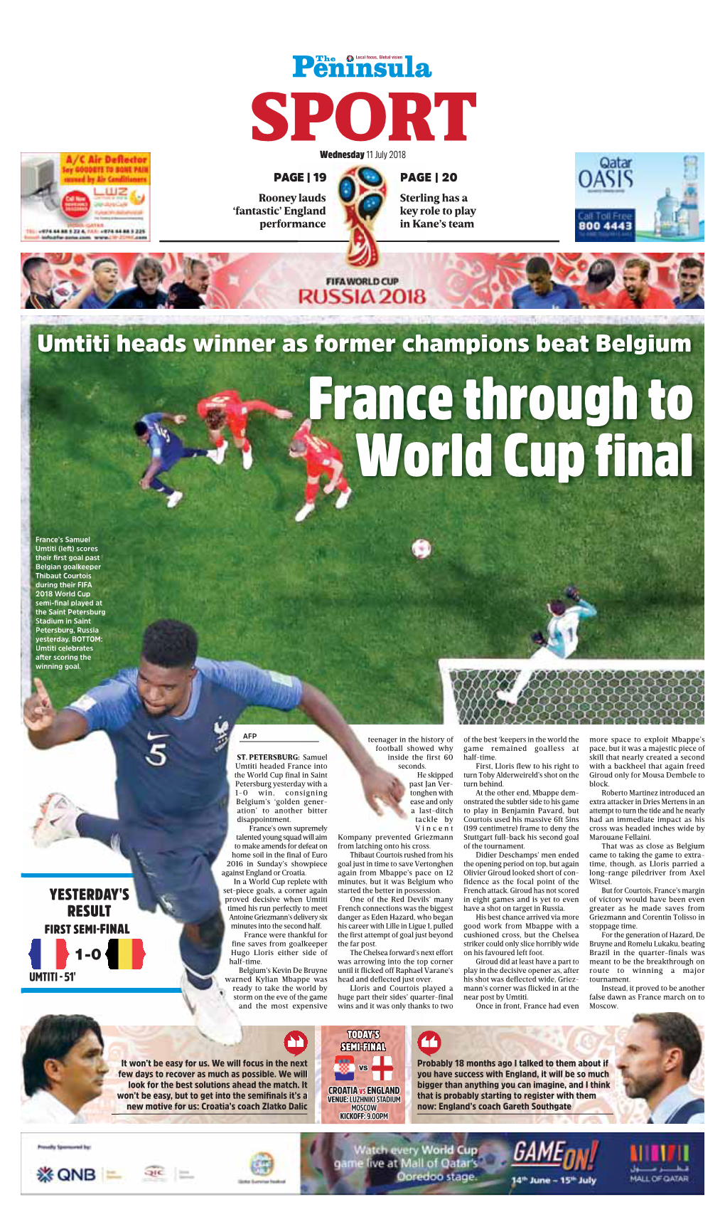France Through to World Cup Final