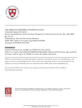 THE GENUS KALLSTROEMIA (ZYGOPHYLLACEAE) Author(S): Duncan M