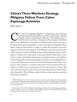 China's Three Warfares Strategy Mitigates Fallout from Cyber
