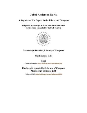 Jubal Anderson Early Papers [Finding Aid]. Library of Congress. [PDF