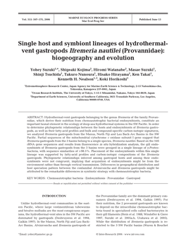 Single Host and Symbiont Lineages of Hydrothermal-Vent Gastropods Ifremeria Nautilei (Provannidae): Biogeography and Evolution