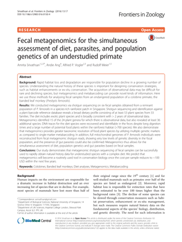 Fecal Metagenomics for the Simultaneous Assessment of Diet