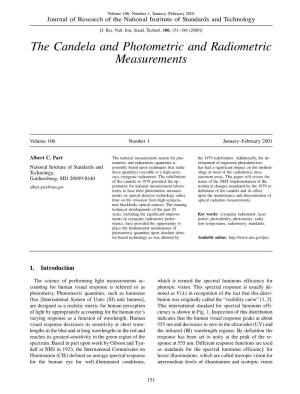 The Candela and Photometric and Radiometric Measurements