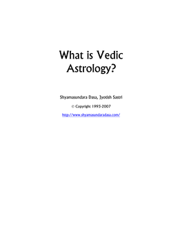 What Is Vedic Astrology?
