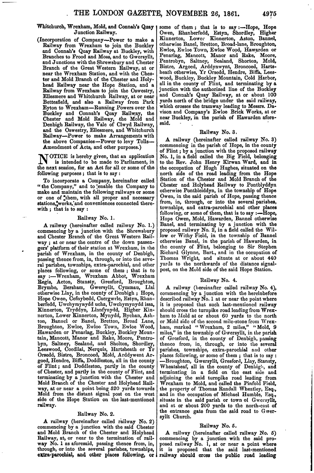 The London Gazette, November 26, 1861. 4975