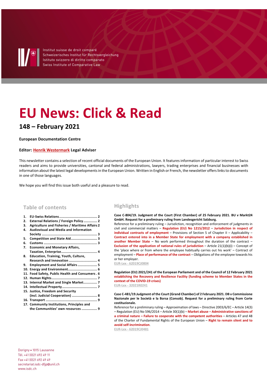 EU News: Click & Read – 148 – February 2021 1