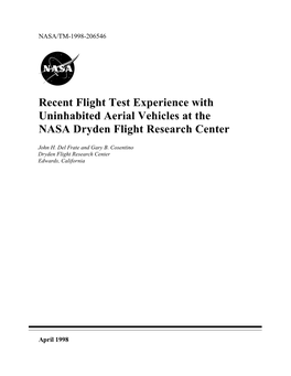 Recent Flight Test Experience with Uninhabited Aerial Vehicles at the NASA Dryden Flight Research Center