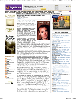 Morrissey: from Where He Came to Where He Went &lt; TV | Popmatters