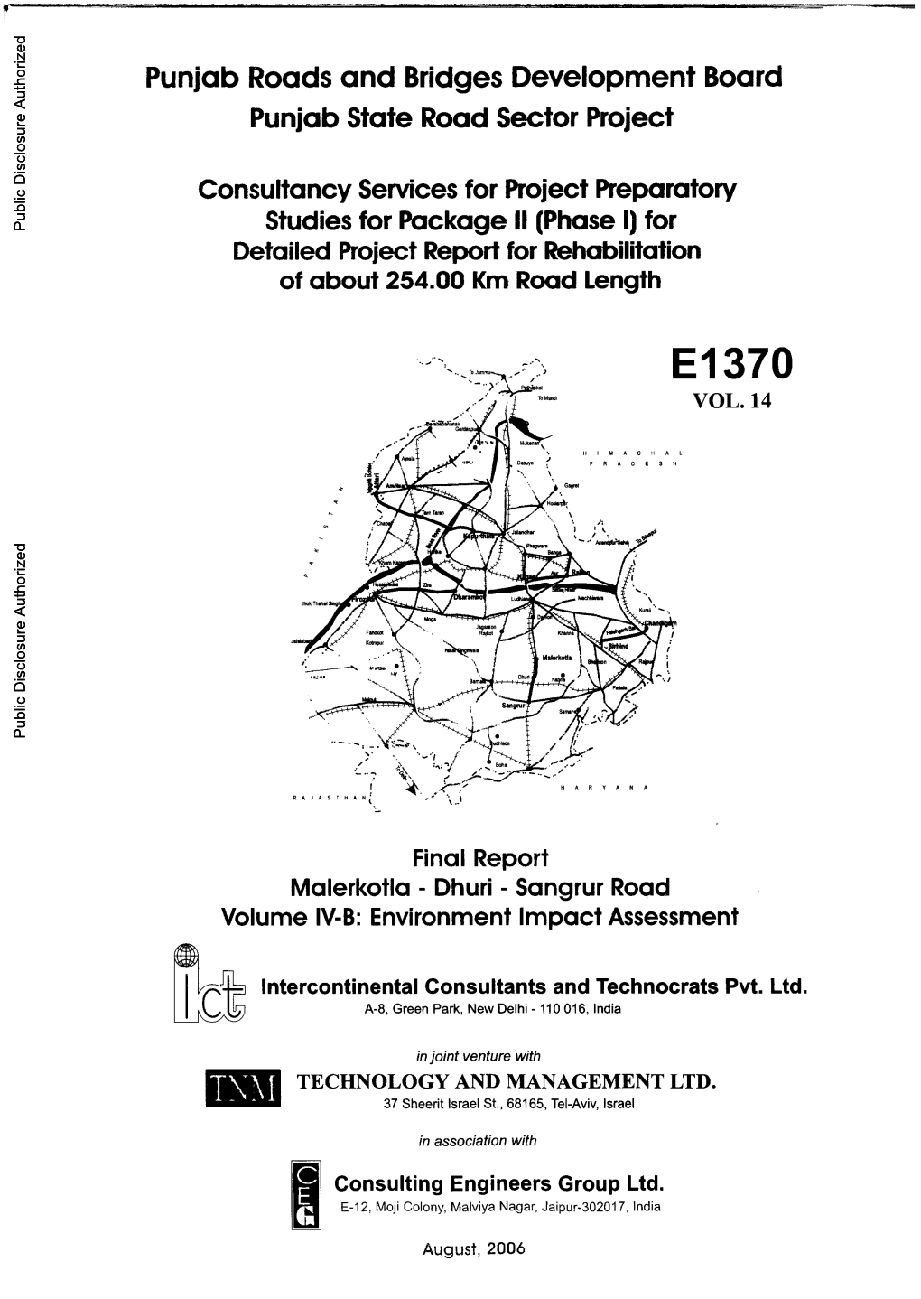 Punjab Roads and Bridges Development Board Punjab State Road Sector Project