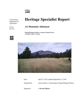 A-1 Allotment Management Plan Specialist Report