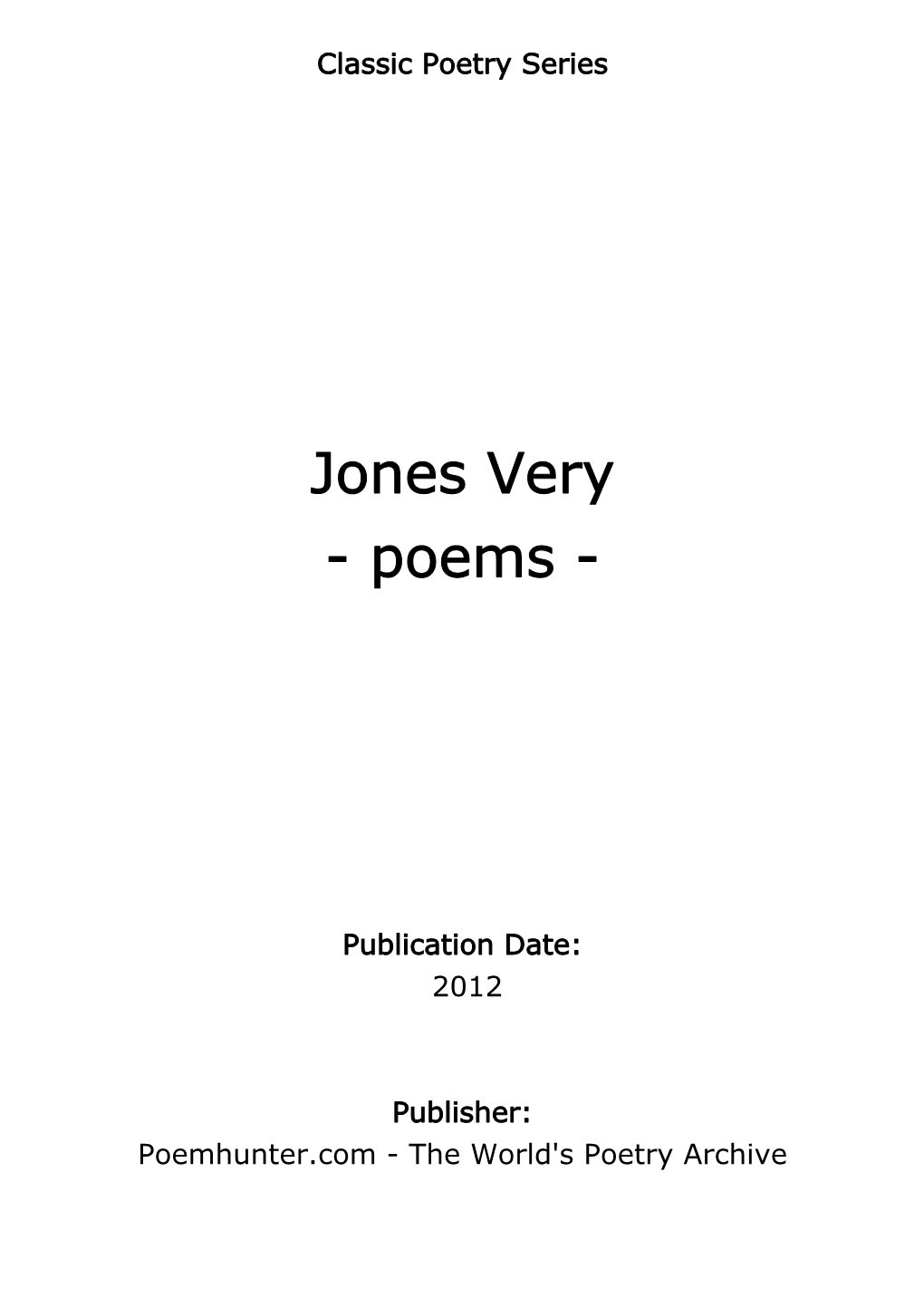 Jones Very - Poems