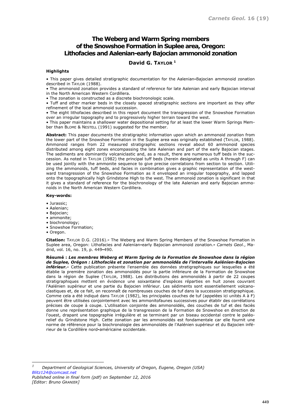 Lithofacies and Aalenian-Early Bajocian Ammonoid Zonation