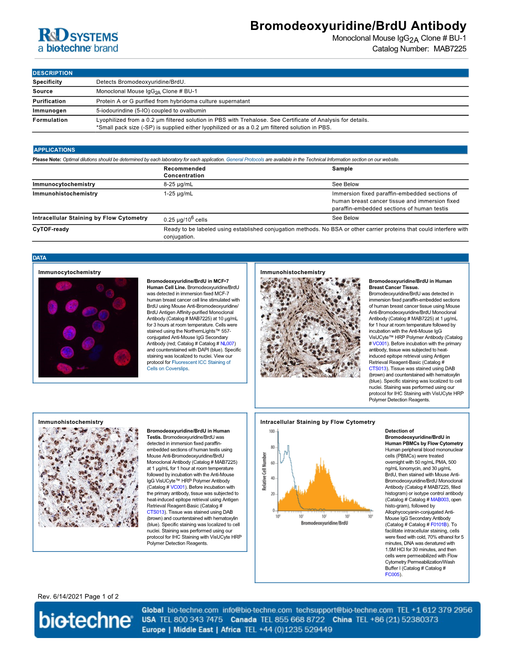 Bromodeoxyuridine/Brdu Antibody