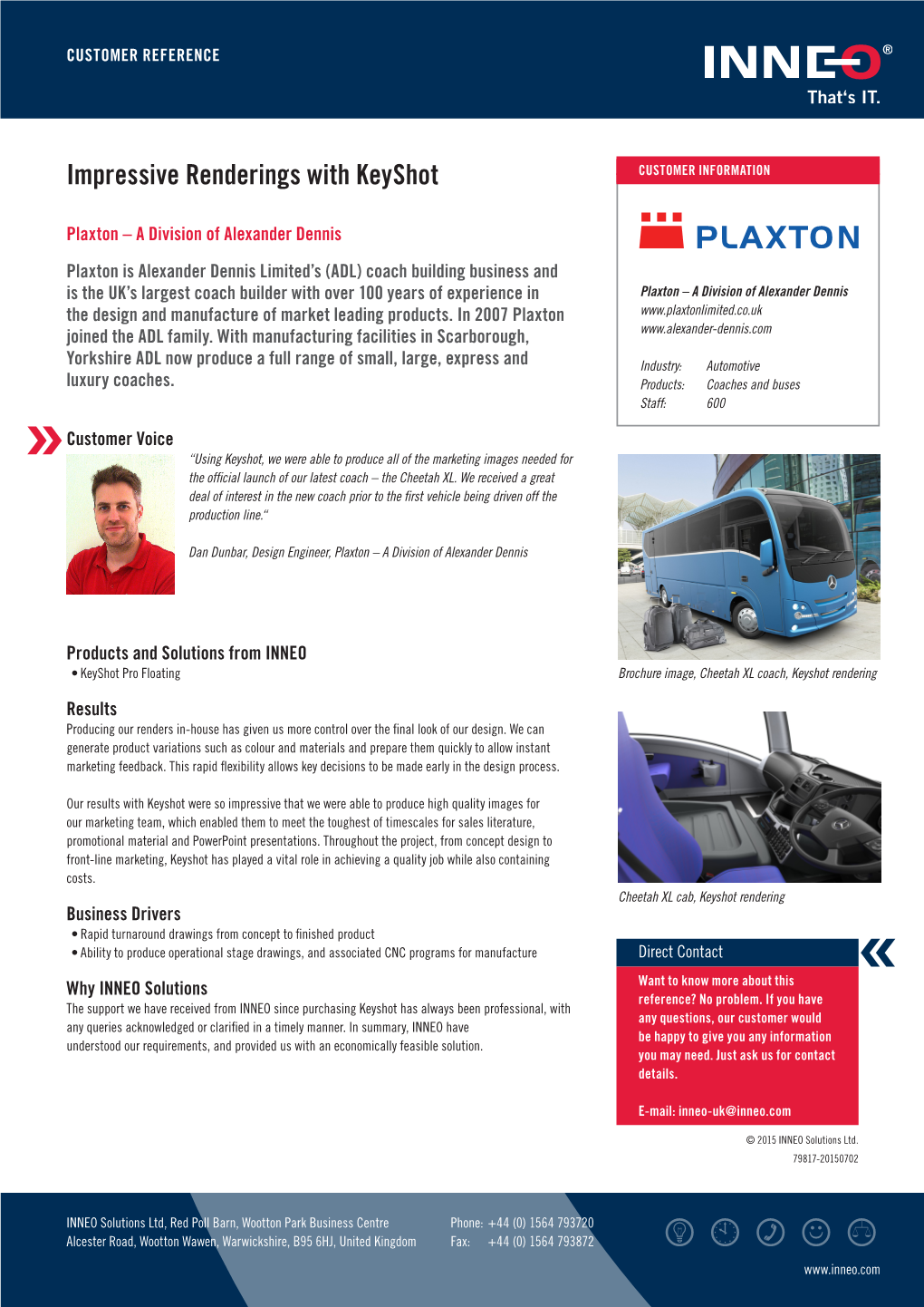 Customer Reference Plaxton – a Division of Alexander Dennis