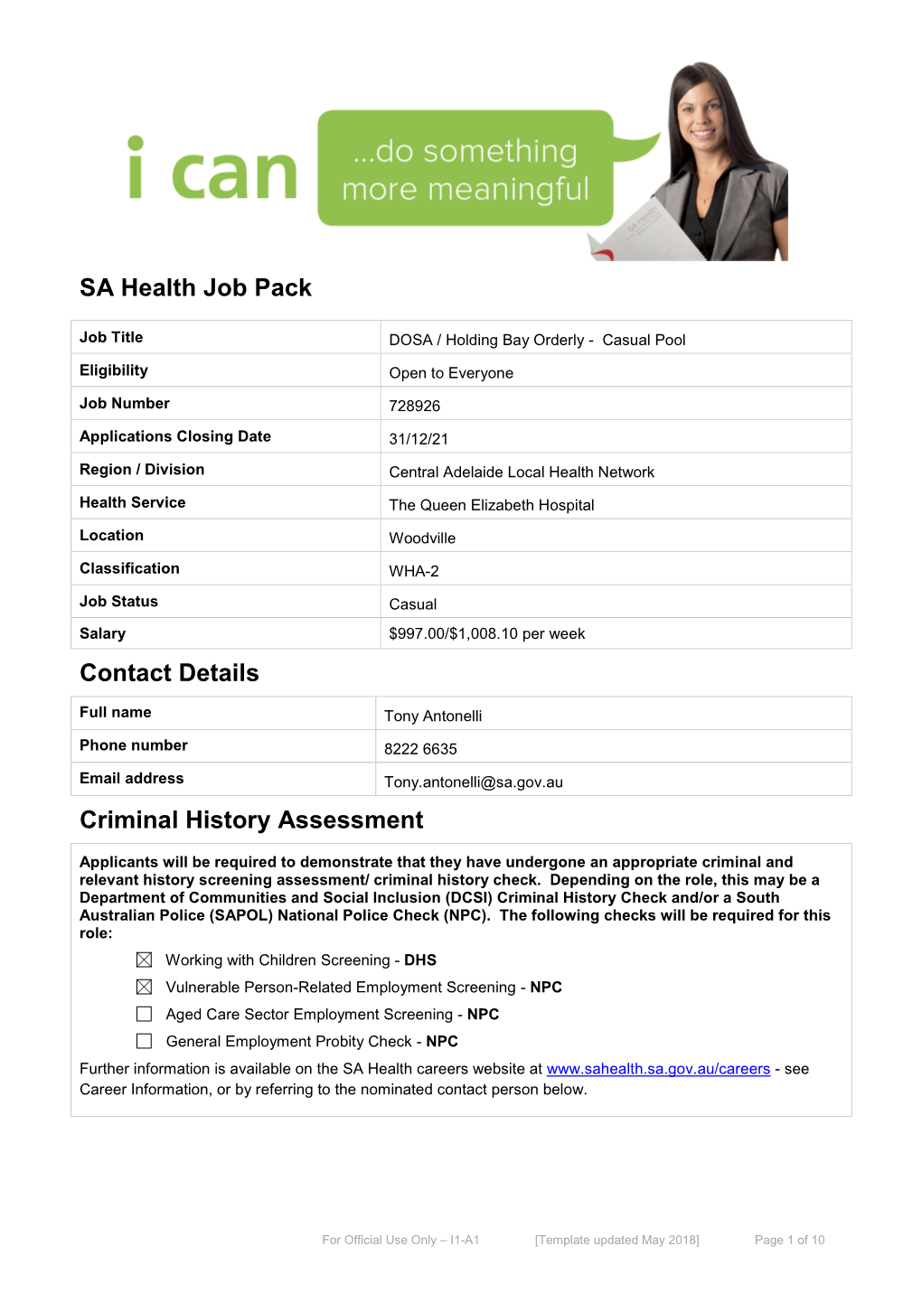 SA Health Job Pack