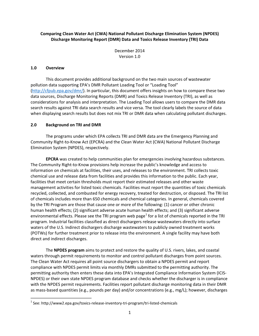 Comparing Clean Water Act (CWA) National Pollutant Discharge