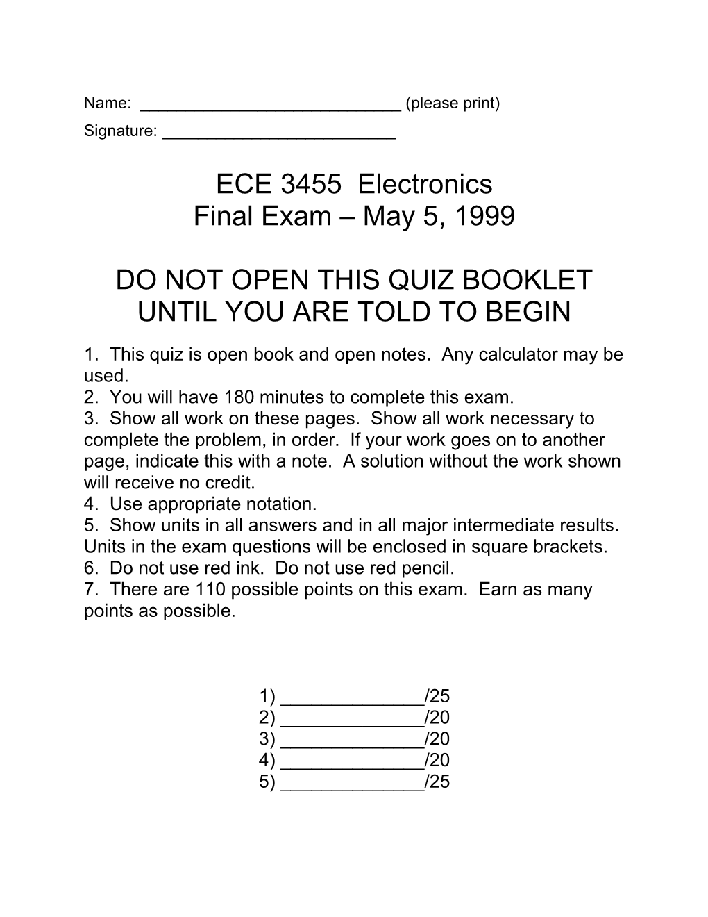 ECE 3455 Exam 2 - Spring 1999