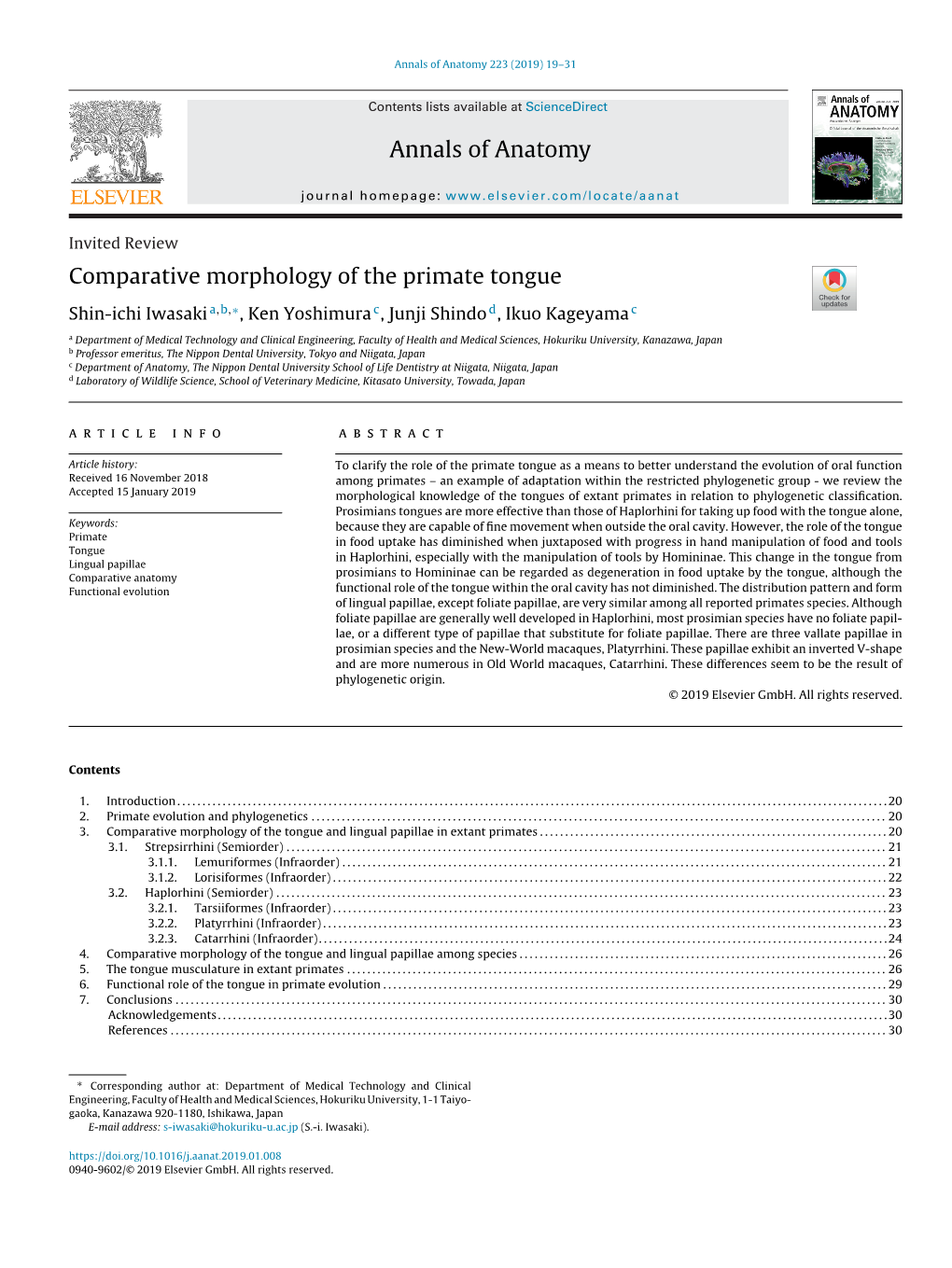 Comparative Morphology of the Primate Tongue