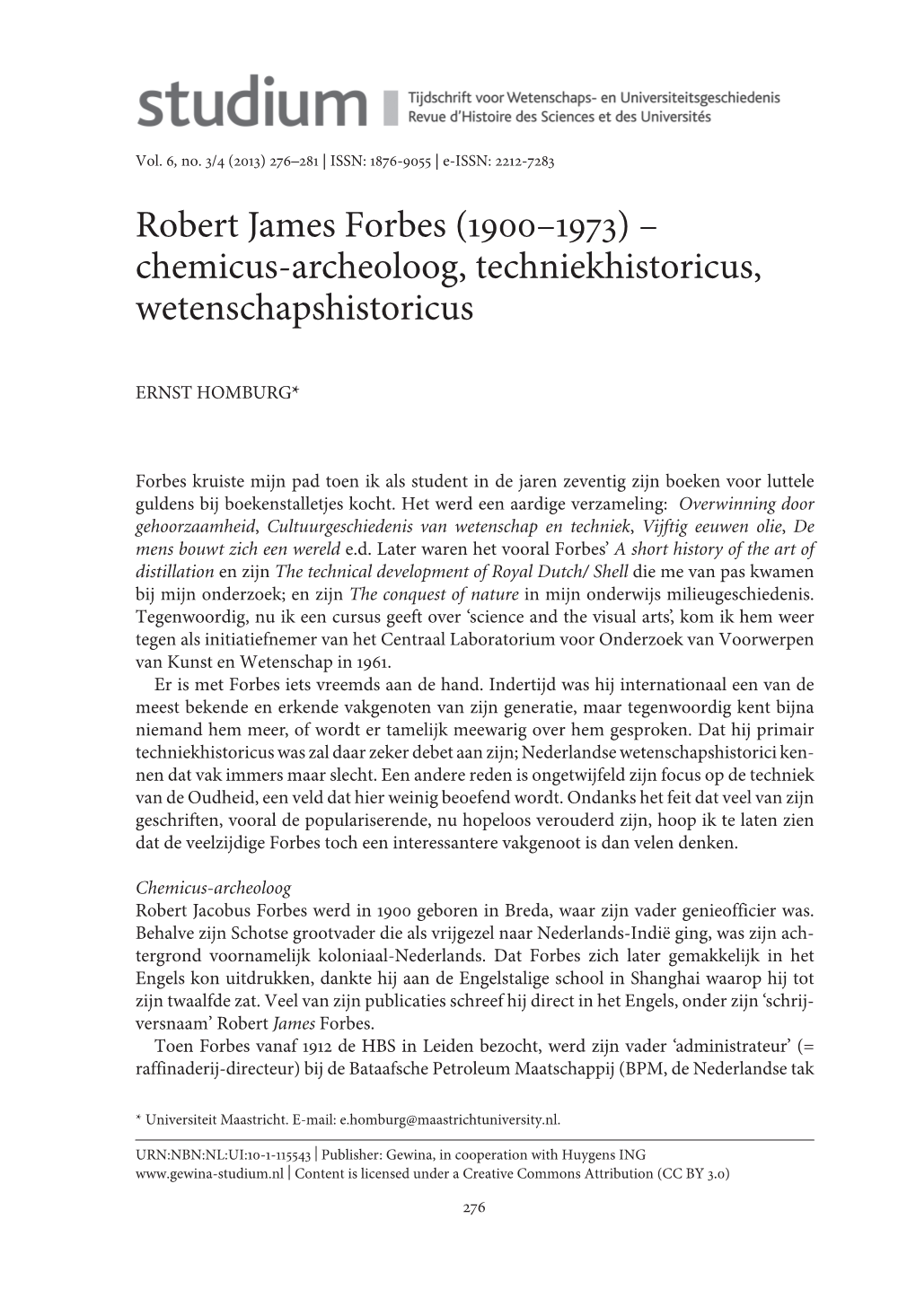 23. Homburg.Indd 276 11/1/2013 9:55:08 AM Robert James Forbes (1900–1973)