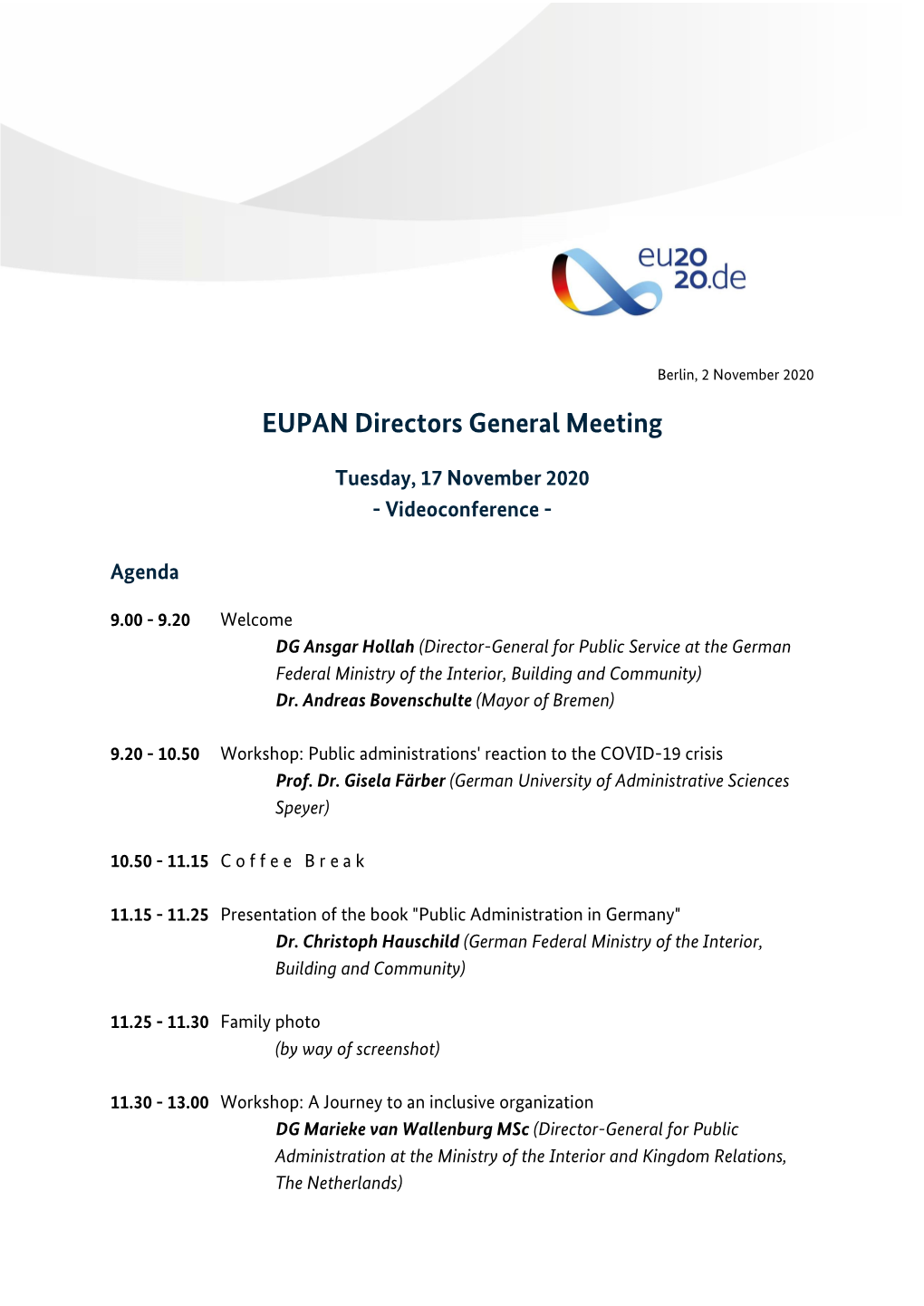 EUPAN Directors General Meeting