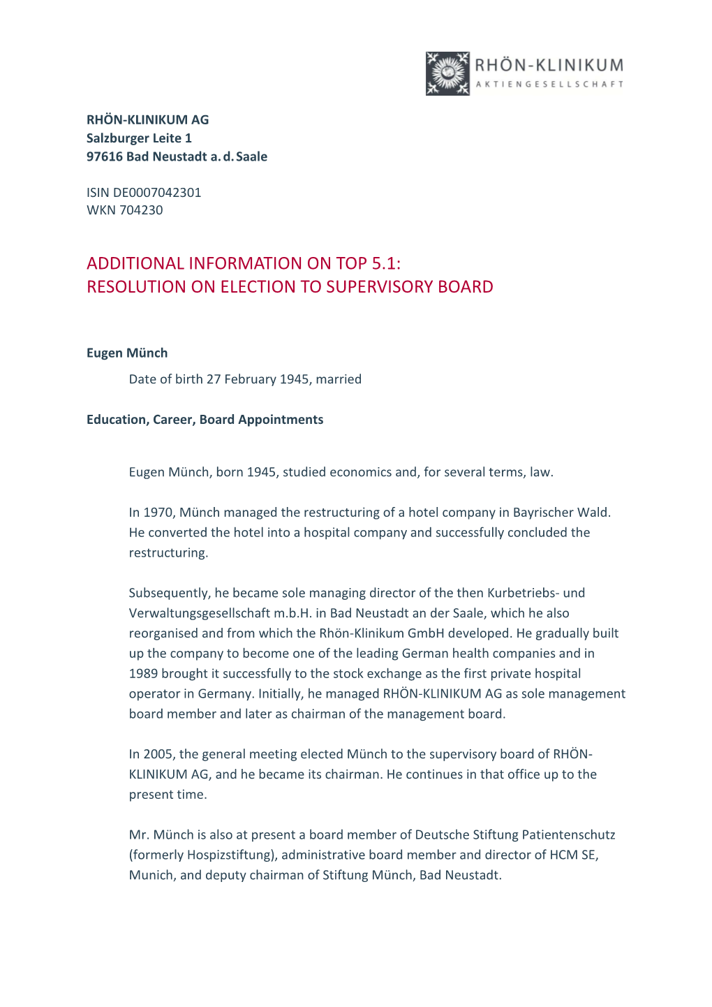 Elections to the Supervisory Board