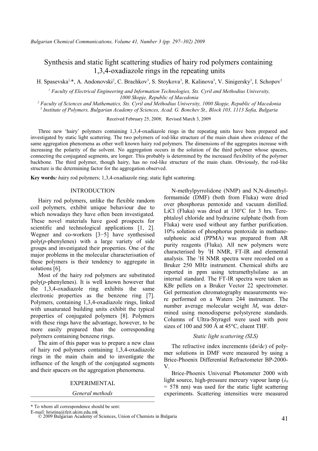 Bulgarian Chemical Communications, Volume 41, Number 3 (Pp s3