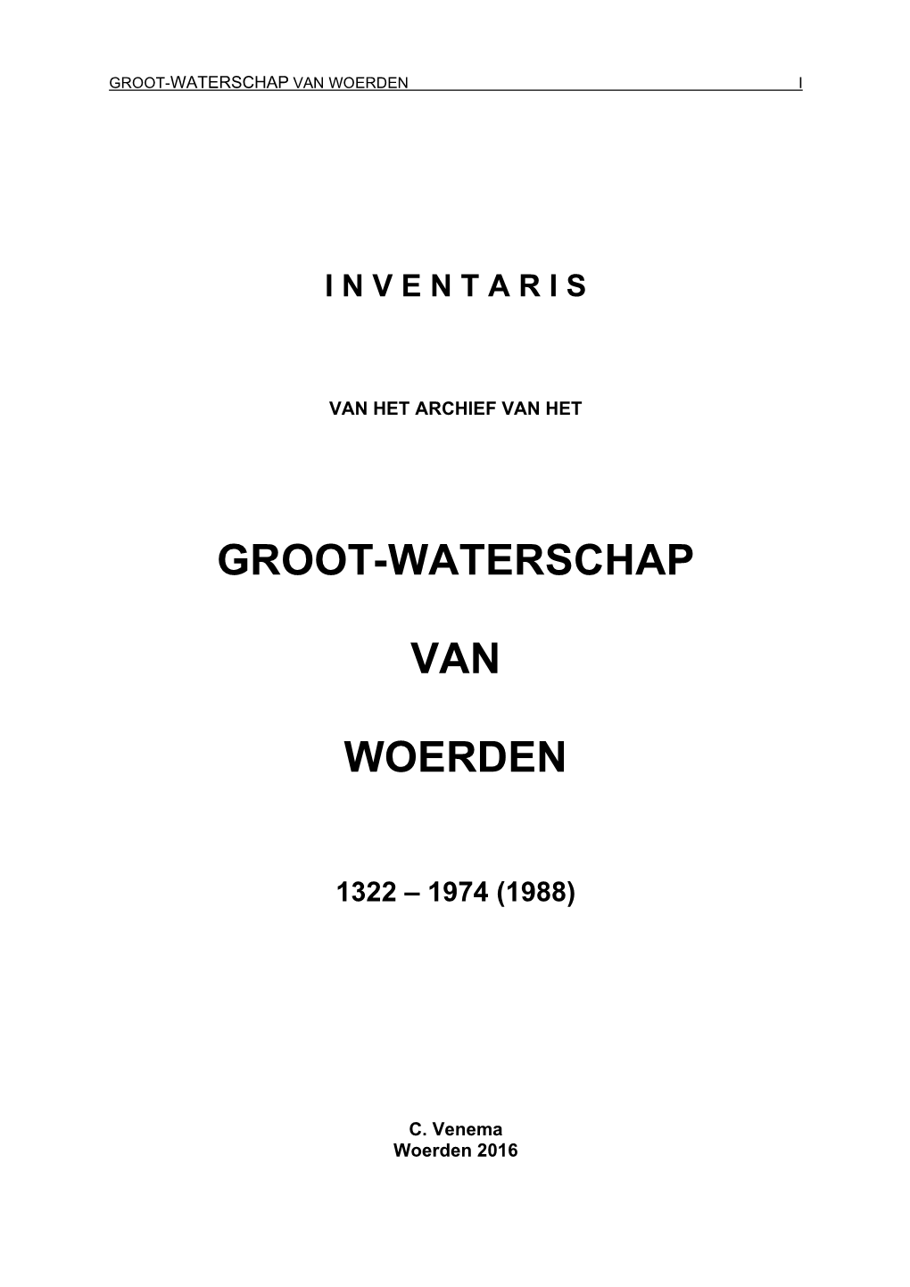 Groot-Waterschap Van Woerden I