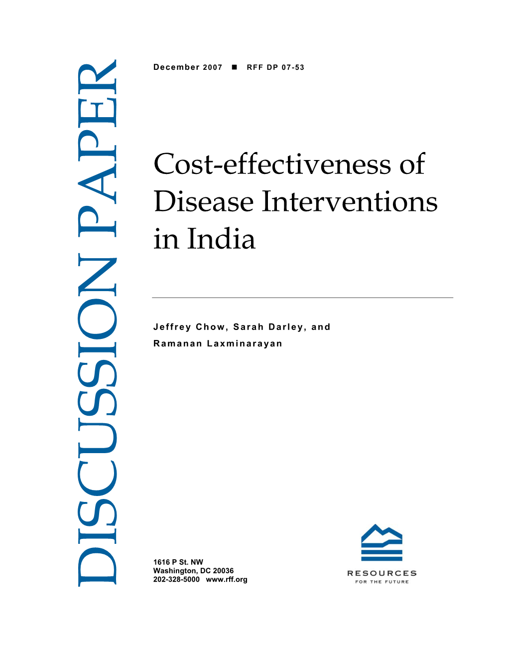 Cost-Effectiveness of Disease Interventions in India