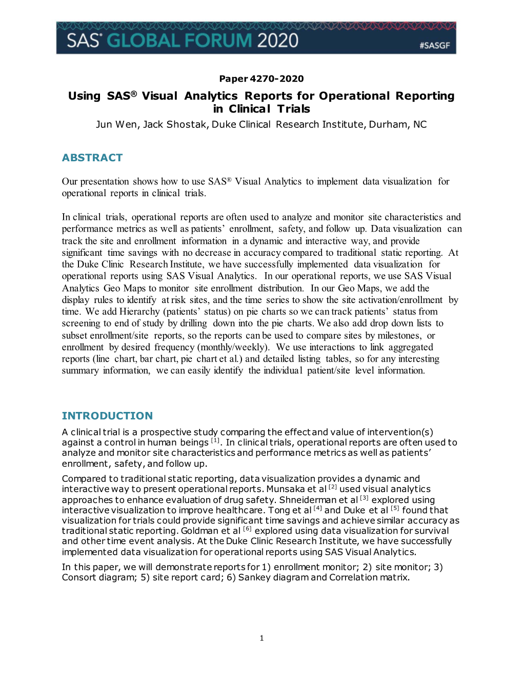 Using SAS® Visual Analytics Reports for Operational Reporting in Clinical