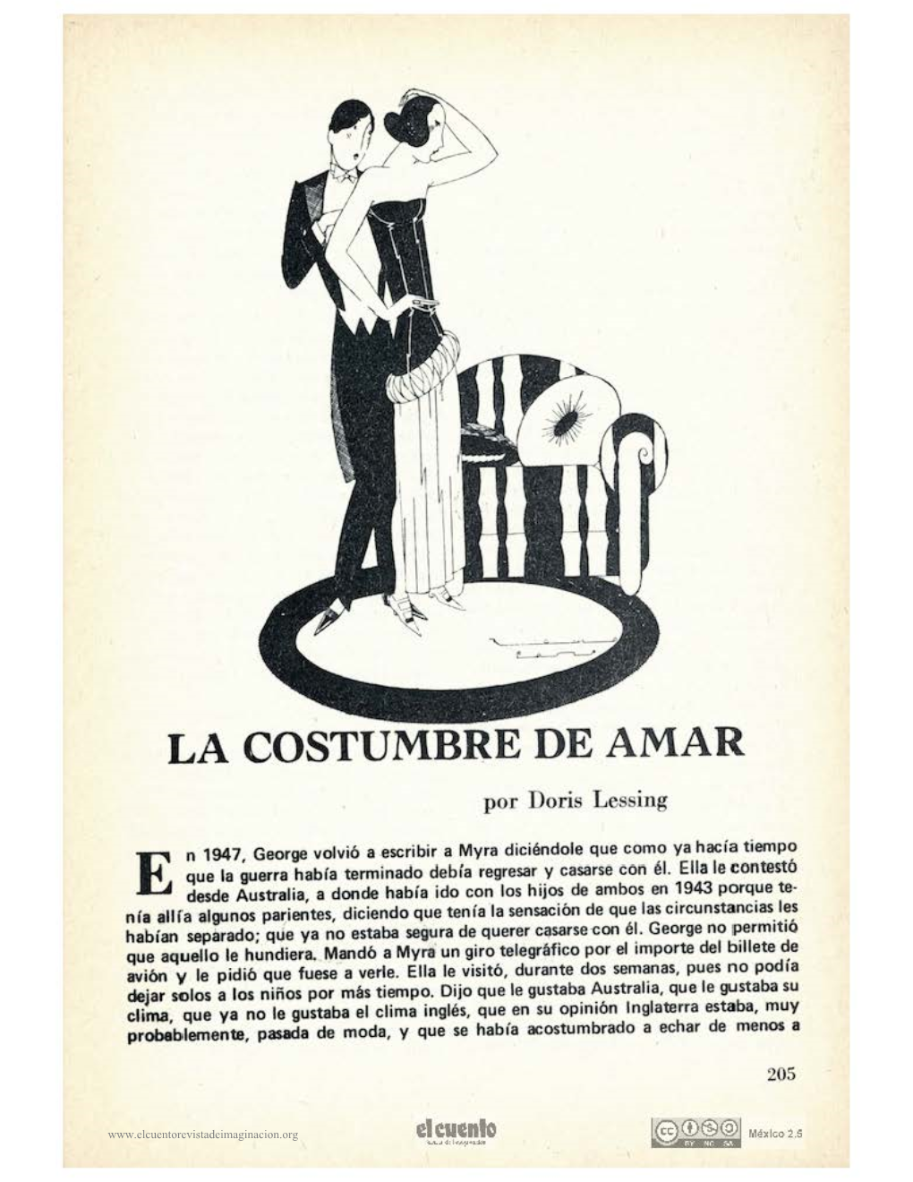 LA COSTUMBRE DE AMAR Por Doris Lessing