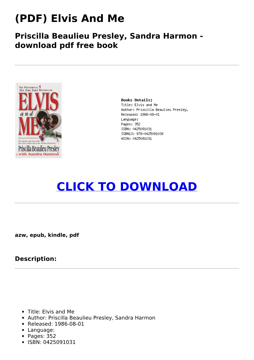 (PDF) Elvis and Me Priscilla Beaulieu Presley, Sandra Harmon