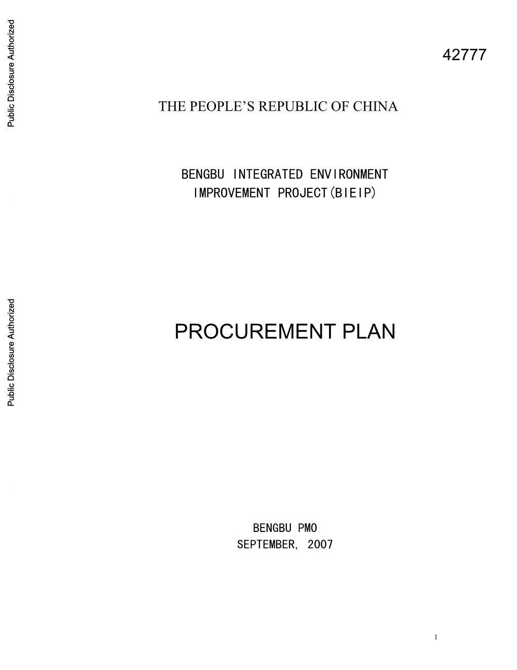 Annex of BIEIP Procurement Plan