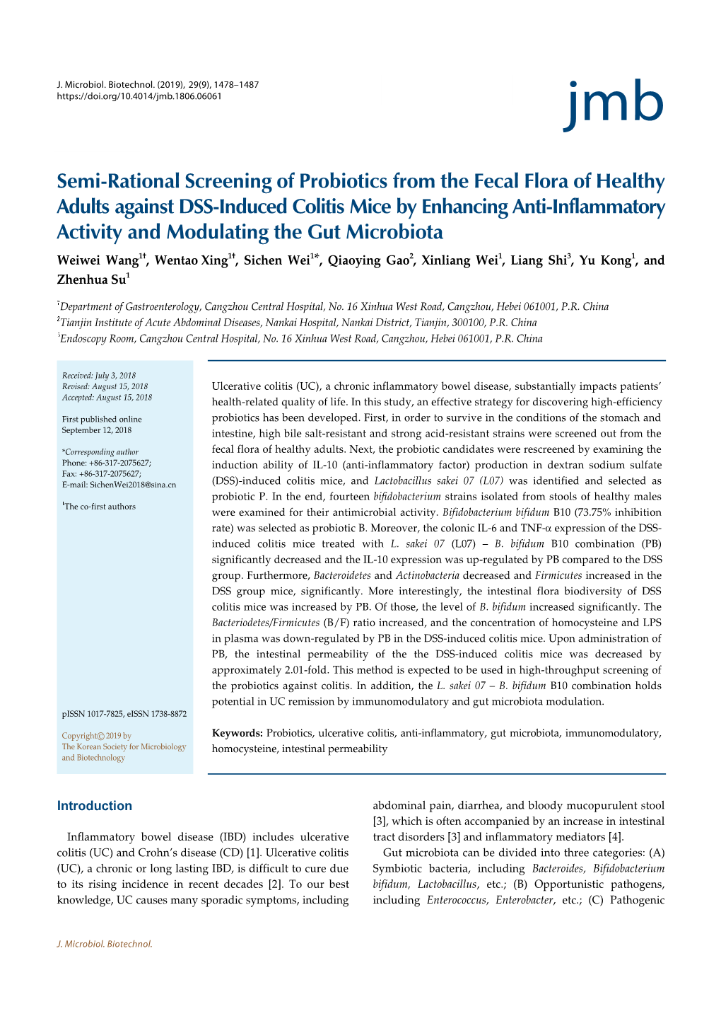 Semi-Rational Screening of Probiotics from the Fecal Flora of Healthy