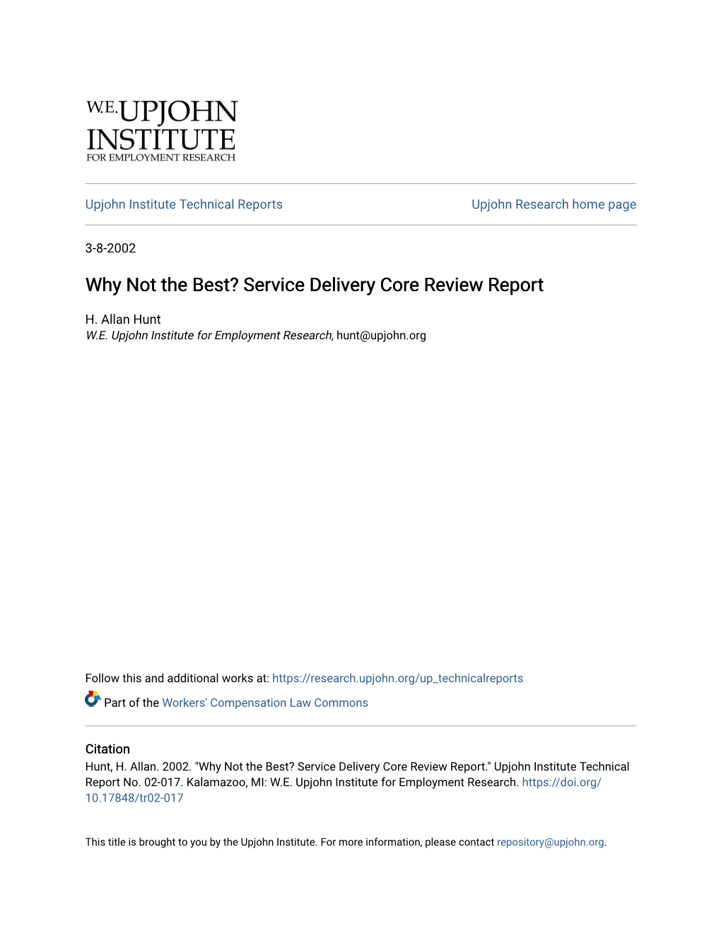 Service Delivery Core Review Report