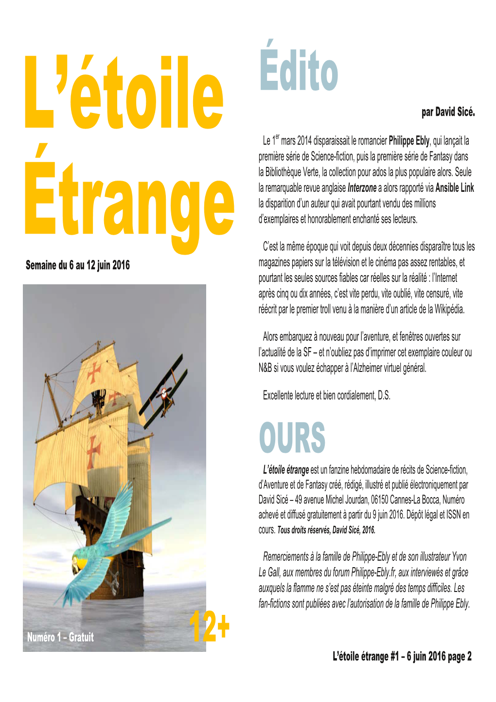 L'étoile Étrange Numéro 1, Le Fanzine Eblyen