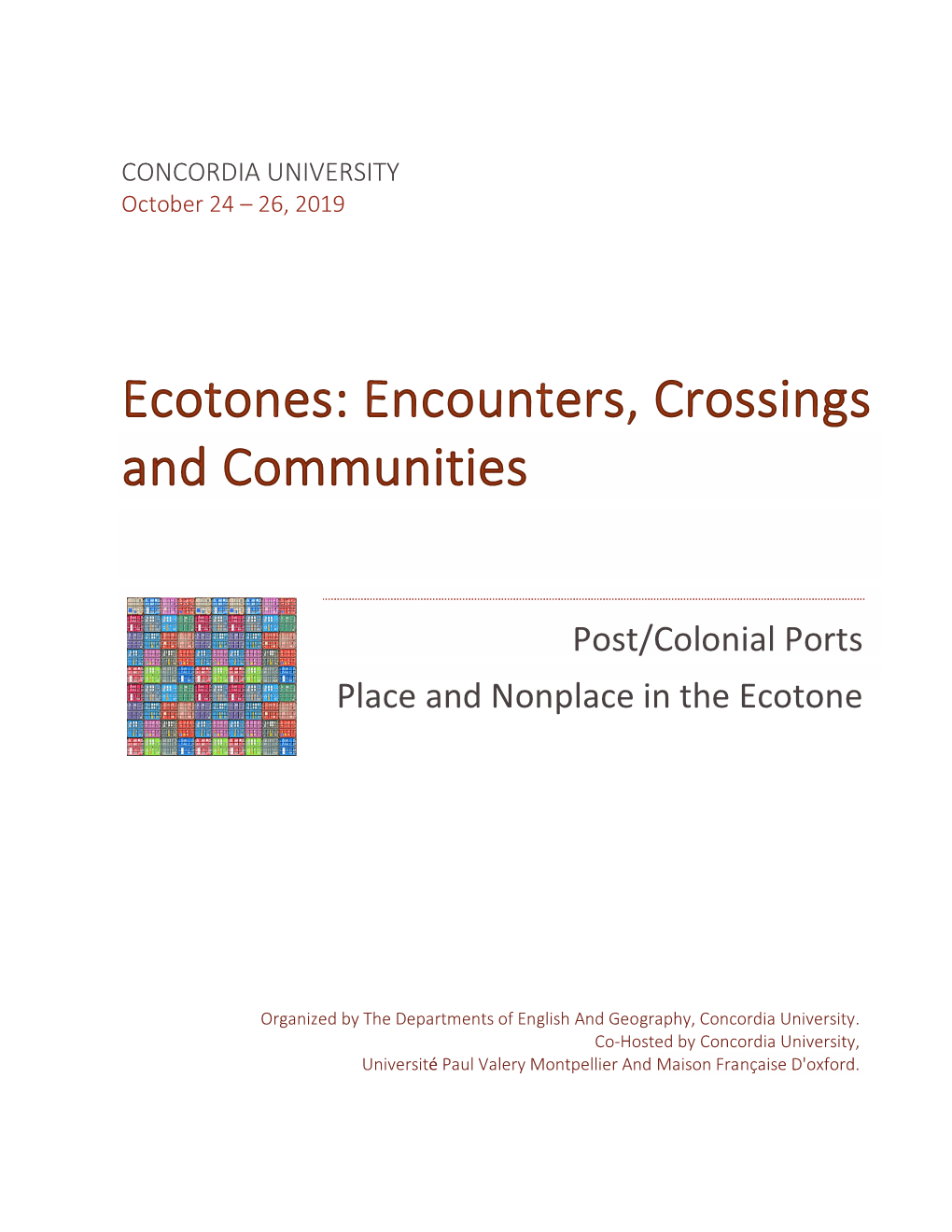Post/Colonial Ports Place and Nonplace in the Ecotone