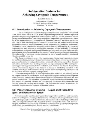 Refrigeration Systems for Achieving Cryogenic Temperatures Ronald G