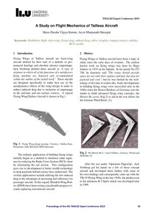 A Study on Flight Mechanics of Tailless Aircraft