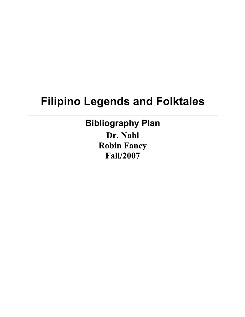 Filipino Legends and Folktales