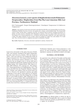 Sinoennea Loeiensis, a New Species of Diapherid Microsnail (Pulmonata