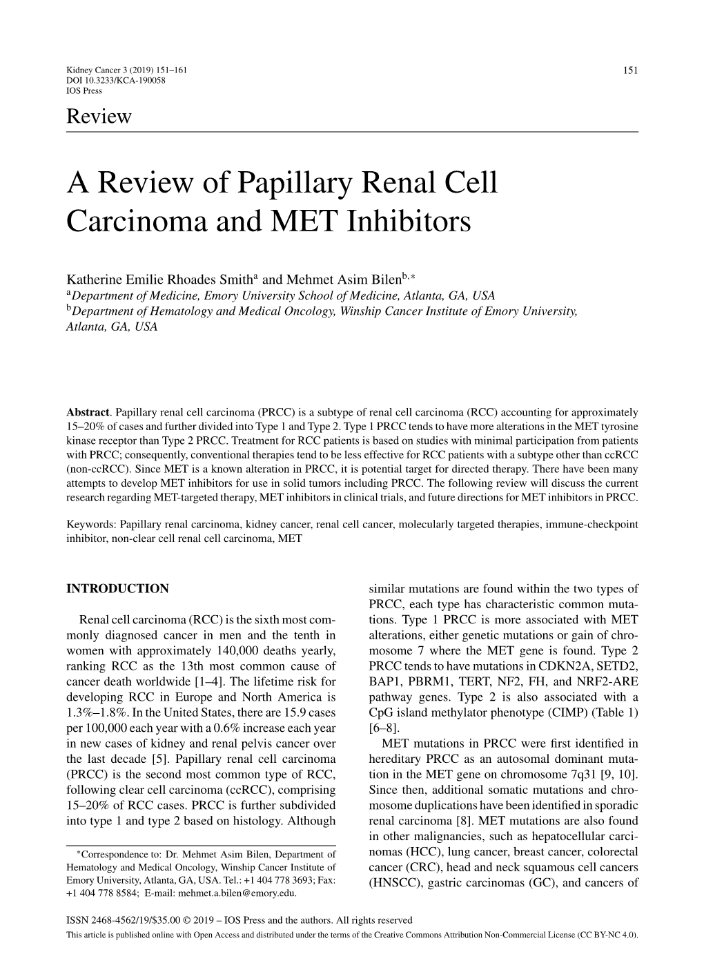 A Review of Papillary Renal Cell Carcinoma and MET Inhibitors