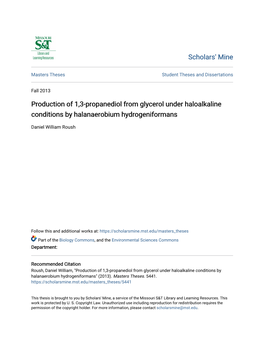Production of 1,3-Propanediol from Glycerol Under Haloalkaline Conditions by Halanaerobium Hydrogeniformans