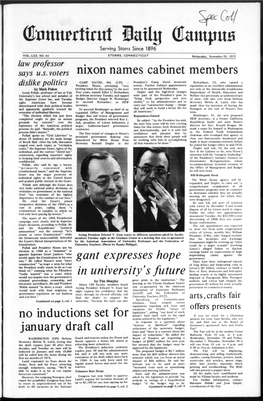 Nixon Names Cabinet Members Gant Expresses Hope in University's