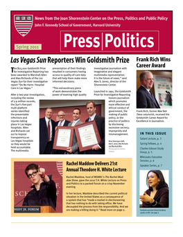 POLITICS News from the Joan Shorenstein Center on the Press, Politics and Public Policy John F