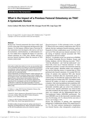 What Is the Impact of a Previous Femoral Osteotomy on THA?