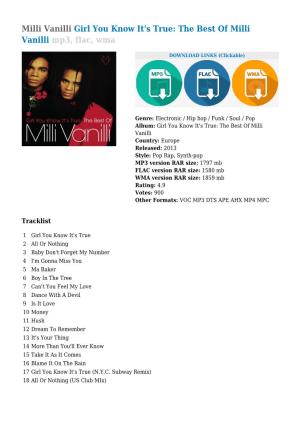Milli Vanilli Girl You Know It's True: the Best of Milli Vanilli Mp3, Flac, Wma