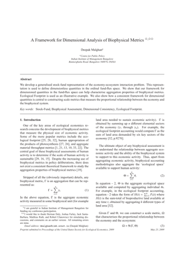 A Framework for Dimensional Analysis of Biophysical Metrics ✩,✩✩