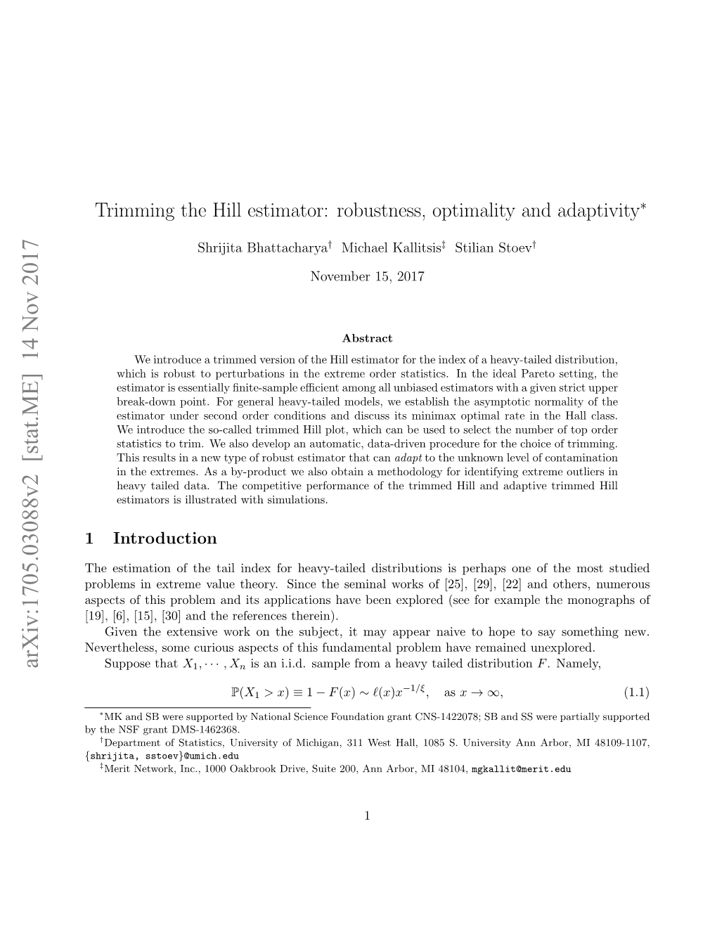 Trimming the Hill Estimator: Robustness, Optimality and Adaptivity∗